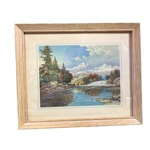Frederick D Ogden Framed Print Deer at Mountain Stream MCM Franklin Picture 6657